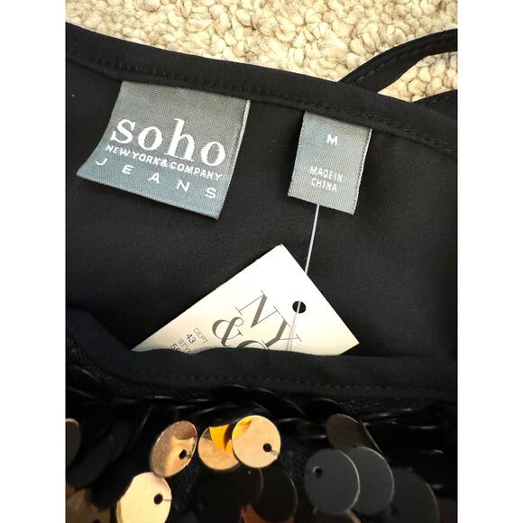 SOHO 2 Pc Gold Sequin Tank Mini Skirt M Party Glam Cocktail Date Sexy Holiday - Picture 3 of 12